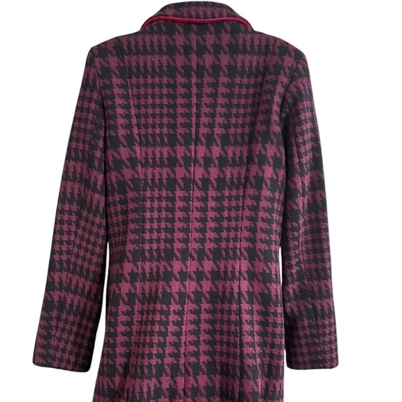 Merona | Wool Blend Coat| Houndstooth Pattern | Burgundy and Black - Picture 4 of 6